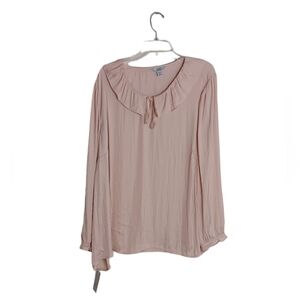 NWT Croft & Barrow Women's Cameo Rose Ruffle Neck Long Sleeve Flowy Blouse. 3X